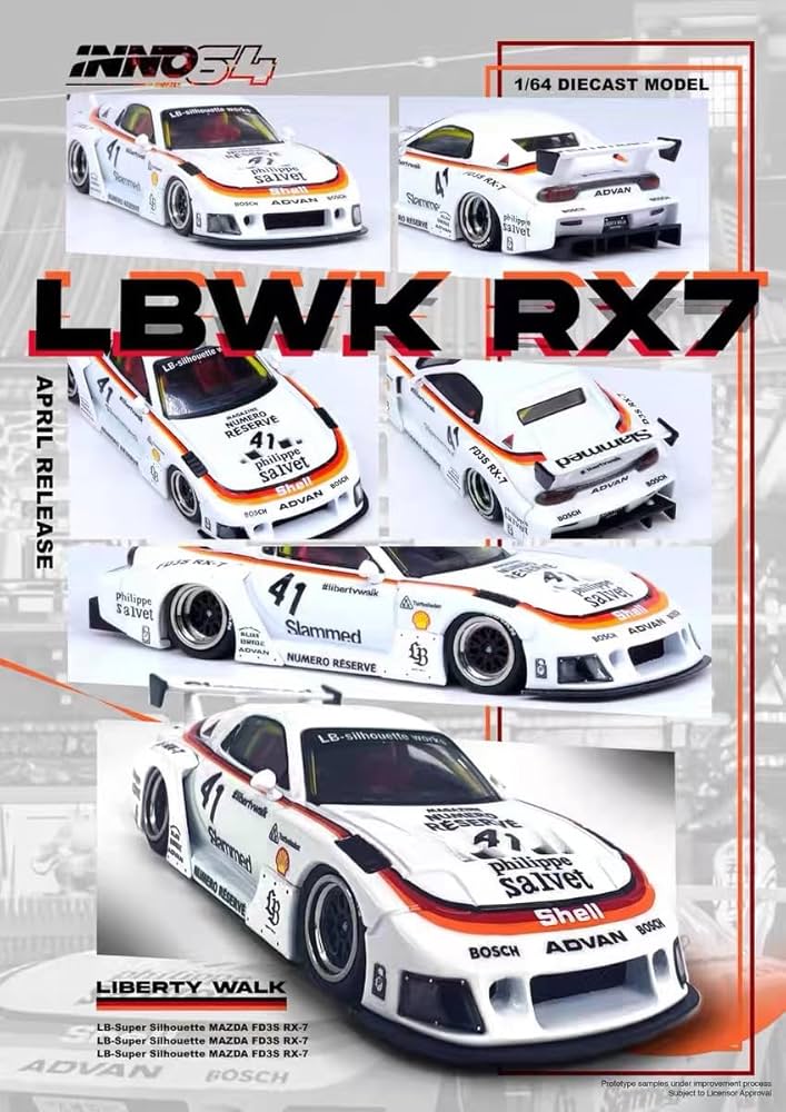 ミニカー INNO Models 1/64 Mazda RX-7 (FD3S) Amazon | Inno Models 1/64 マツダ RX7 (FD3S) LB-WORKS